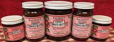 A picture of several jars of Bauman's blueberry butter